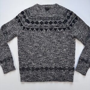J‎ CREW Wool Blend Crewneck Sweater Nordic Fair Isle Mens Medium Gray E4114
